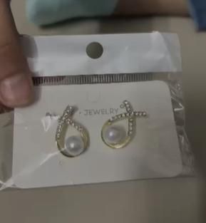 Korean Studded Cross Pearl Stud Earrings - FreshShopStore