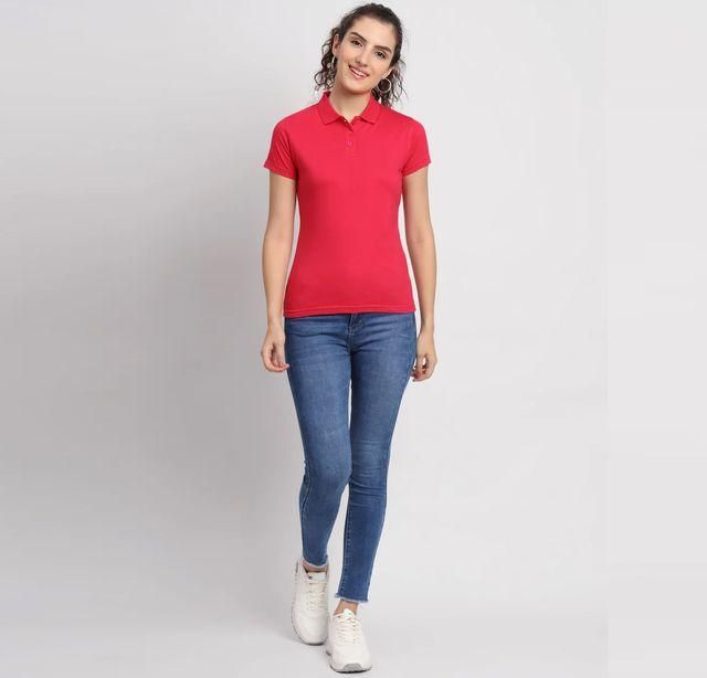 Ketex Red Cotton Blend Polo Neck Tshirt - FreshShopStore
