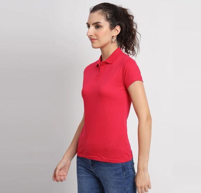 Ketex Red Cotton Blend Polo Neck Tshirt - FreshShopStore