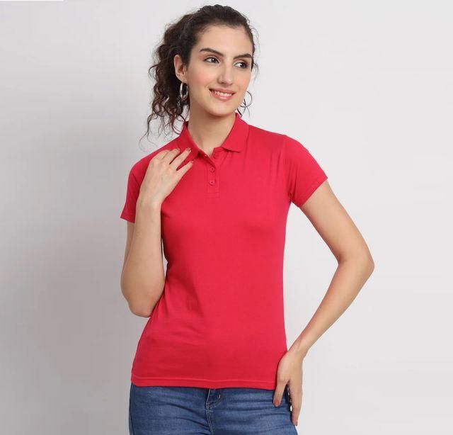Ketex Red Cotton Blend Polo Neck Tshirt - FreshShopStore
