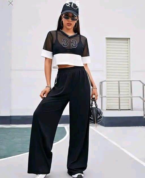 Black and white striped joggers for women - comfy - FreshShopStore
