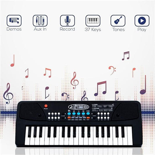 37 Keys Piano Keyboard Toy with Microphone, USB Power Cable & Sound Recording Function Analog Portable Keyboard - FreshShopStore