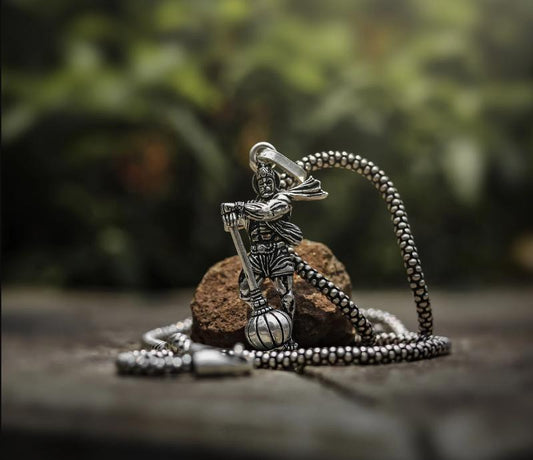 Hanumanji With Gada Silver Pendant Chain - FreshShopStore